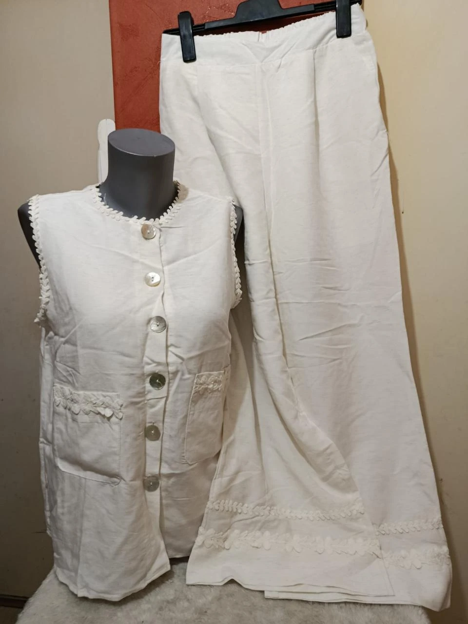 Conjunto verão chique e refinado materiais naturais kelie paris tamanho P/M – photo 3